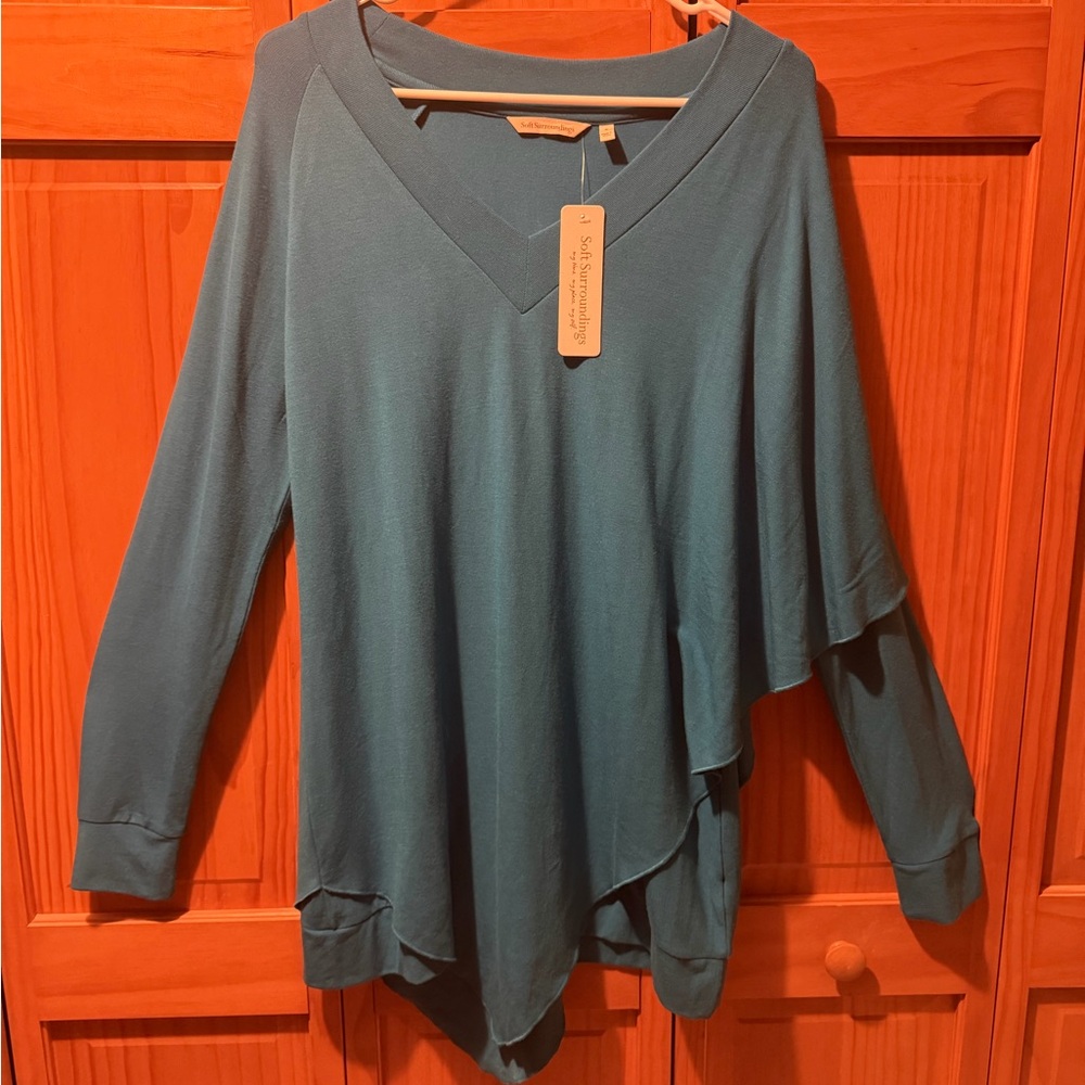 Stylish Blue Asymmetrical Women's Top